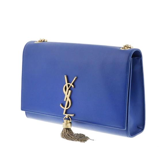 Saint Laurent Monogram Fringe Chain Shoulder Bag Blue - Picture 2 of 10